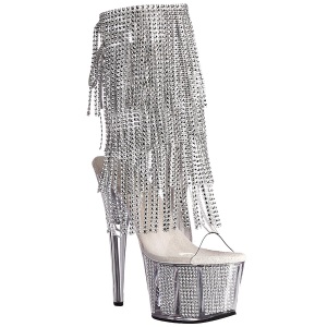 Argento 18 cm ADORE-1017SRS stivaletti con frange donna tacco alto