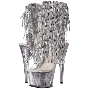Argento 18 cm ADORE-1017SRS stivaletti con frange donna tacco alto
