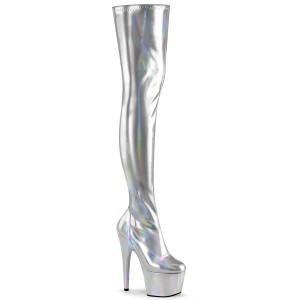 Argento 18 cm ADORE-3000HWR Ologramma stivali overknee piattaforma exotic pole