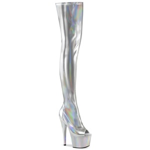 Argento 18 cm ADORE-3011HWR Ologramma piattaforma stivali overknee spuntate