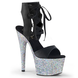 Argento 18 cm ADORE-700-14LG glitter plateau con tacco cromo