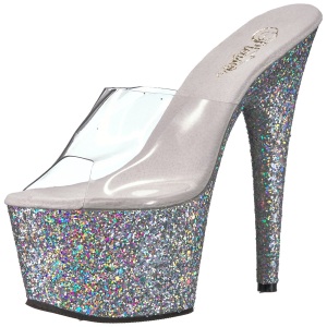 Argento 18 cm ADORE-701LG scintillare plateau ciabatta donna con tacco
