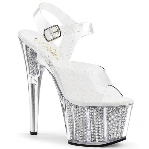 Argento 18 cm ADORE-708SRS Sandali Donna Plateau di Cristallo