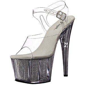 Argento 18 cm ADORE-708SRS Sandali Donna Plateau di Cristallo