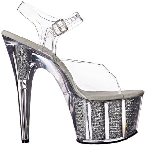 Argento 18 cm ADORE-708SRS Sandali Donna Plateau di Cristallo