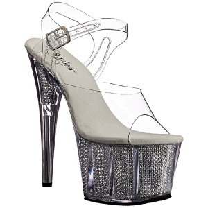 Argento 18 cm ADORE-708SRS Sandali Donna Plateau di Cristallo