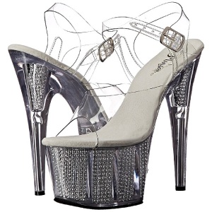 Argento 18 cm ADORE-708SRS Sandali Donna Plateau di Cristallo