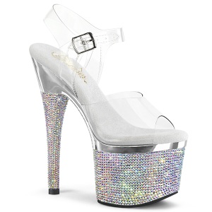 Argento 18 cm ESTEEM-708DM-2 Plateau sandali alti con pietre