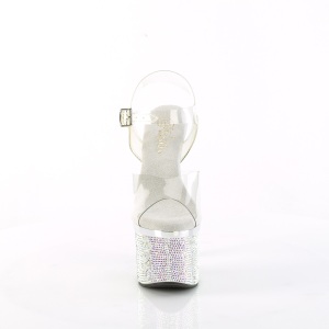 Argento 18 cm ESTEEM-708DM-2 Plateau sandali alti con pietre