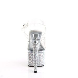 Argento 18 cm ESTEEM-708DM Plateau sandali alti con pietre