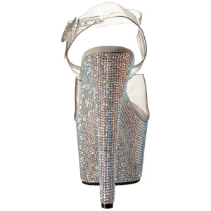 Argento 18 cm Pleaser BEJEWELED-708DM Strass Plateau Tacchi Alti