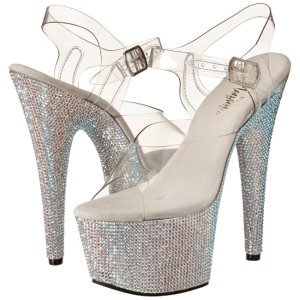 Argento 18 cm Pleaser BEJEWELED-708DM Strass Plateau Tacchi Alti