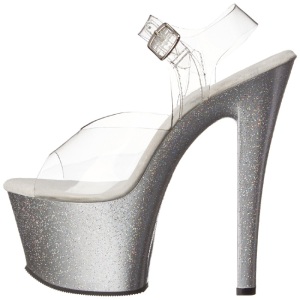 Argento 18 cm Pleaser SKY-308MG scintillare sandali con tacco