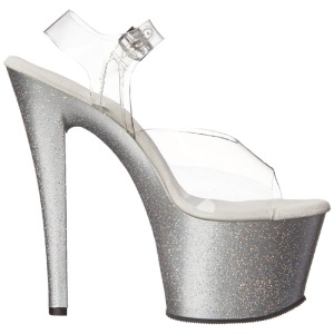 Argento 18 cm Pleaser SKY-308MG scintillare sandali con tacco