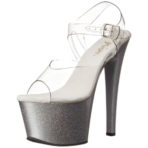 Argento 18 cm Pleaser SKY-308MG scintillare sandali con tacco