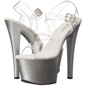 Argento 18 cm Pleaser SKY-308MG scintillare sandali con tacco