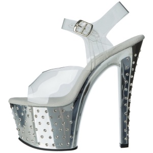 Argento 18 cm Pleaser STARDUST-708 Tacchi Alti Cromo Plateau