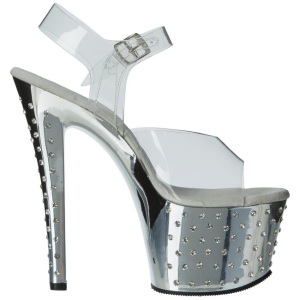 Argento 18 cm Pleaser STARDUST-708 Tacchi Alti Cromo Plateau