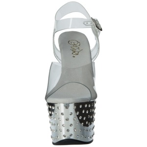 Argento 18 cm Pleaser STARDUST-708 Tacchi Alti Cromo Plateau