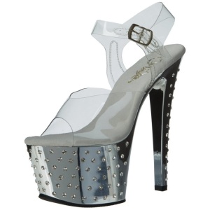 Argento 18 cm Pleaser STARDUST-708 Tacchi Alti Cromo Plateau