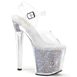 Argento 19 cm ENCHANT-708RSI sandali da cubista e spogliarellista scintillare