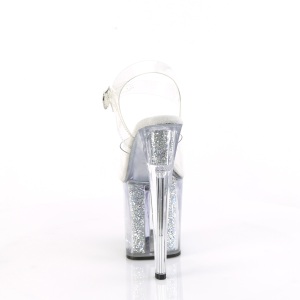 Argento 19 cm ENCHANT-708RSI sandali da cubista e spogliarellista scintillare