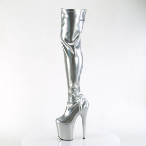 Argento 20 cm FLAMINGO-3000HWR Ologramma stivali overknee piattaforma exotic pole