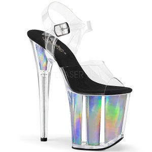 Argento 20 cm FLAMINGO-808HGI Ologramma plateau sandali donna con tacco