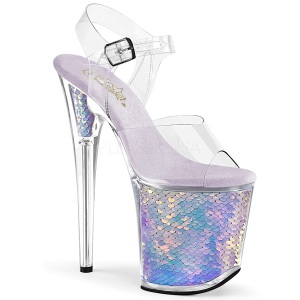 Argento 20 cm FLAMINGO-808MC Ologramma plateau sandali donna con tacco
