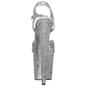 Argento 20 cm FLAMINGO-810LG scintillare plateau sandali donna con tacco