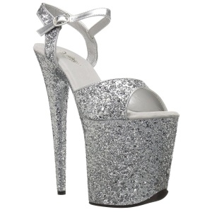 Argento 20 cm FLAMINGO-810LG scintillare plateau sandali donna con tacco
