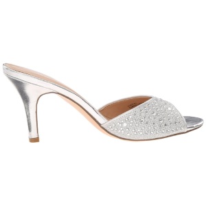 Argento 8,5 cm LUCY-01 scintillare basso ciabatta donna con tacco