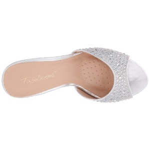 Argento 8,5 cm LUCY-01 scintillare basso ciabatta donna con tacco