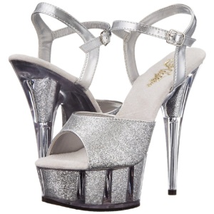 Argento Brillare 15 cm DELIGHT-609-5G Tacchi Alti Plateau