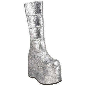 Argento Glitter 18 cm STACK-301G stivali demonia unisex - stivali da cyberpunk