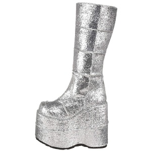 Argento Glitter 18 cm STACK-301G stivali demonia unisex - stivali da cyberpunk