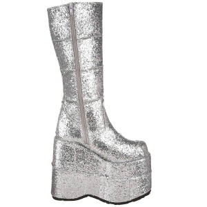 Argento Glitter 18 cm STACK-301G stivali demonia unisex - stivali da cyberpunk