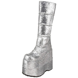 Argento Glitter 18 cm STACK-301G stivali demonia unisex - stivali da cyberpunk
