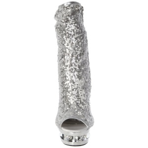 Argento Lustrini 15,5 cm BLONDIE-R-1008 Plateau Stivaletti Tacco