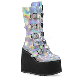 Argento Ologramma 14 cm SWING-230 stivali cyberpunk con plateau