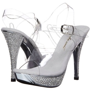 Argento Strass 12 cm ELEGANT-408 Plateau Sandali Tacco Altissimo