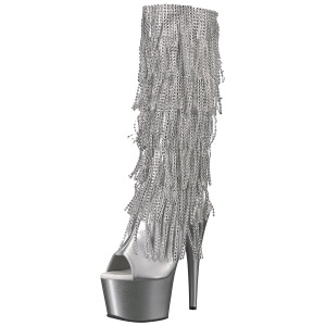 Argento Strass 18 cm ADORE-2024RSF stivali con frange donna tacco altissime