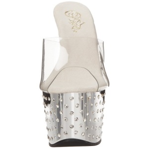 Argento Strass Platform 18 cm STARDUST-701 Ciabattina Tacchi Alti