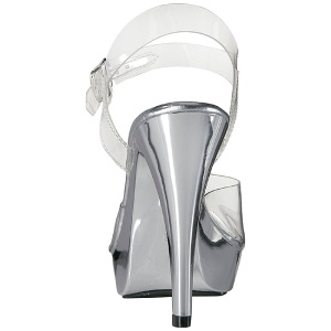 Argento Trasparente 13 cm COCKTAIL-508 Plateau Sandali Tacco Altissimo