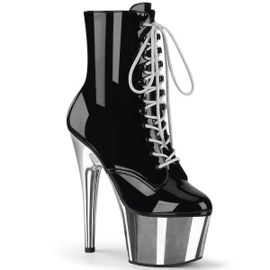 Argento Verniciata 18 cm ADORE-1020 stivaletti con plateau cromo