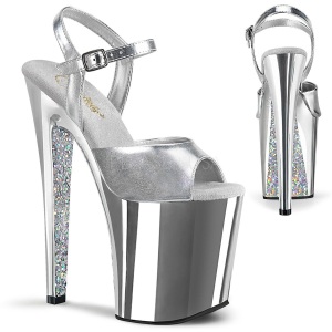 Argento cromo plateau 20 cm XTREME-809TTG tacco alto pleaser