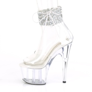 Argento strass 18 cm ADORE-724RS-02 Sandali piattaforma con polsino alla caviglia