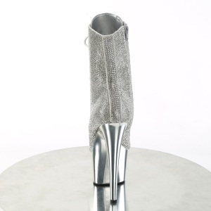 Argento strass stivaletti pleaser con plateau e tacco 18 cm ADORE-1020CHRS