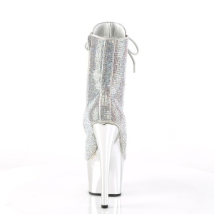 Argento strass stivaletti pleaser con plateau e tacco 18 cm ADORE-1020CHRS-2