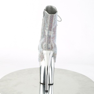 Argento strass stivaletti pleaser con plateau e tacco 20 cm FLAMINGO-1020CHRS-2